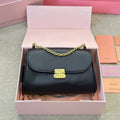 SHOULDER BAG 25 IN BLACK CALFSKIN GOLD HARDWARE